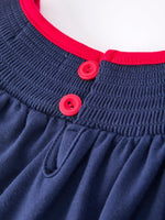 Navy Christmas Dress With Santa Sleigh Holiday Party Rylee Faith Designs Everetts Place: Online Boutique