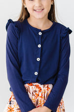 Navy Ruffle Cardigan by Mila & Rose ® at Everetts Place