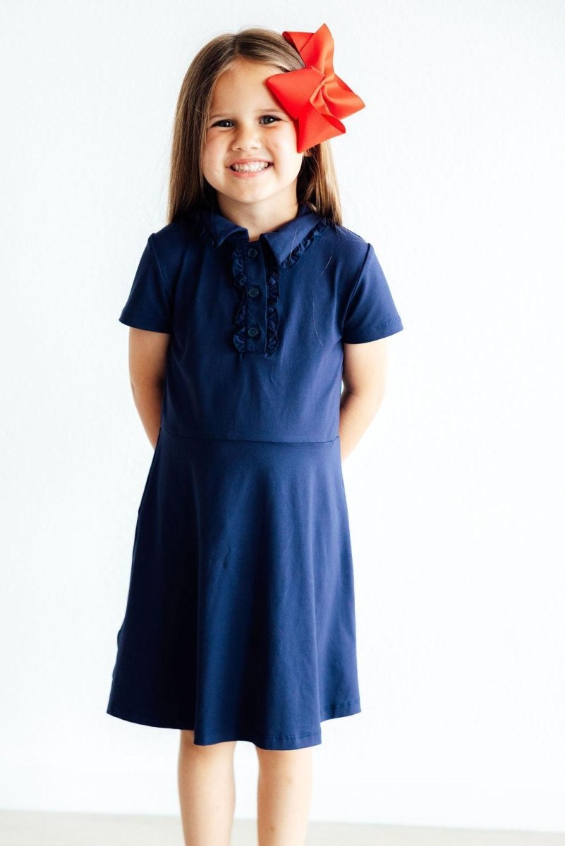 Mila & Rose ® Navy Short Sleeve Polo Dress for Girls Mila and Rose - Everetts Place Boutique - 