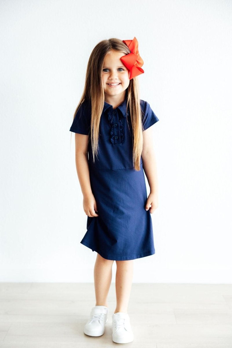 Mila & Rose ® Navy Short Sleeve Polo Dress for Girls Mila and Rose - Everetts Place Boutique - 