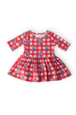 Nebraska Plaid Herbie Husker 3/4 Sleeve Twirl Bodysuit Mila & Rose ® 