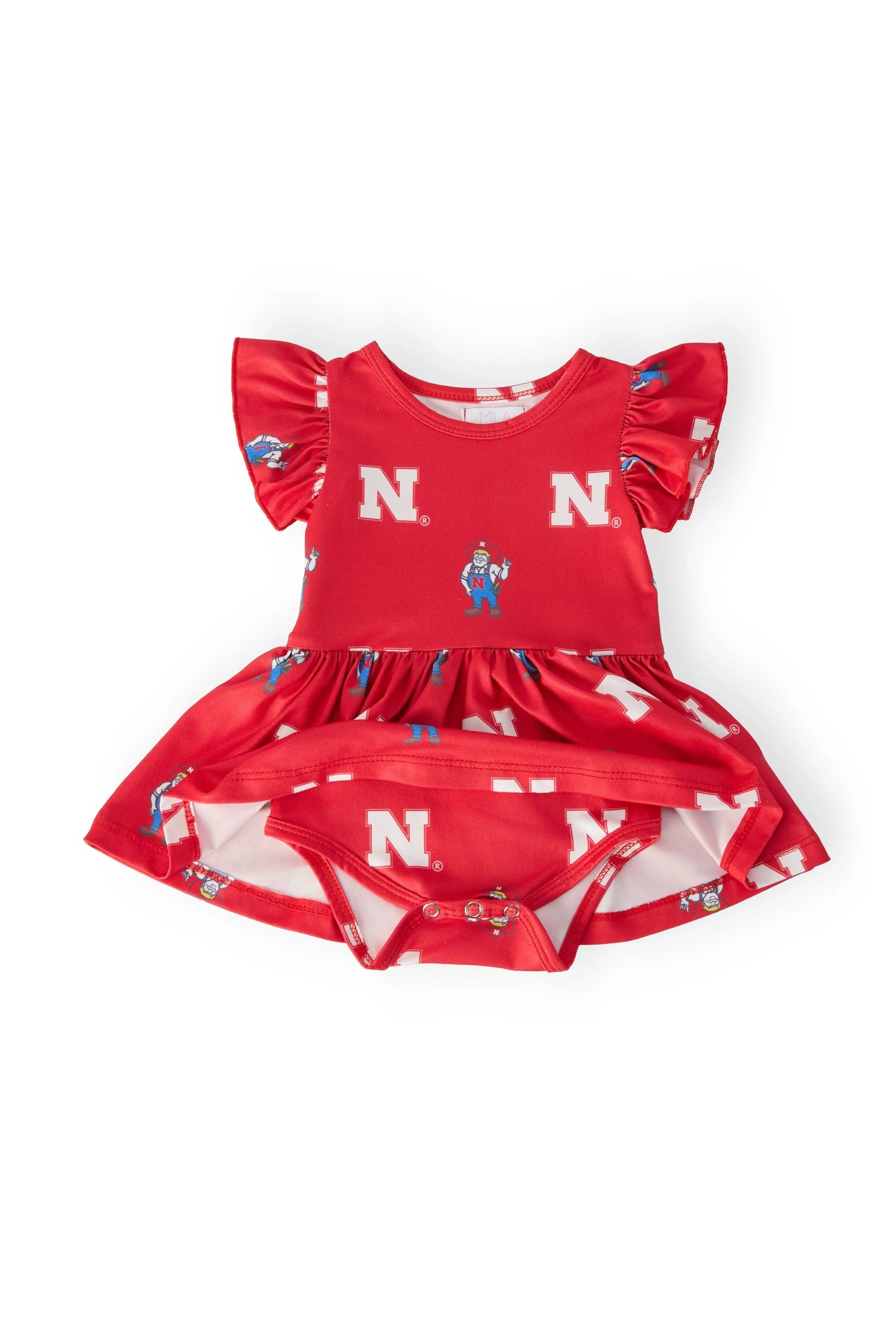 Nebraska Red Herbie Husker Flutter Twirl Baby Bodysuit Mila & Rose ® 