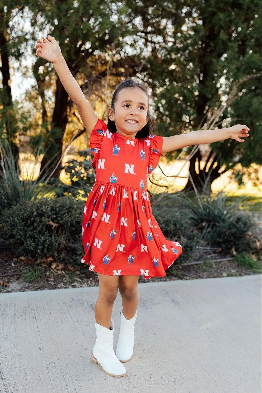 Nebraska Red Herbie Husker Flutter Twirl Dress Mila & Rose ® 