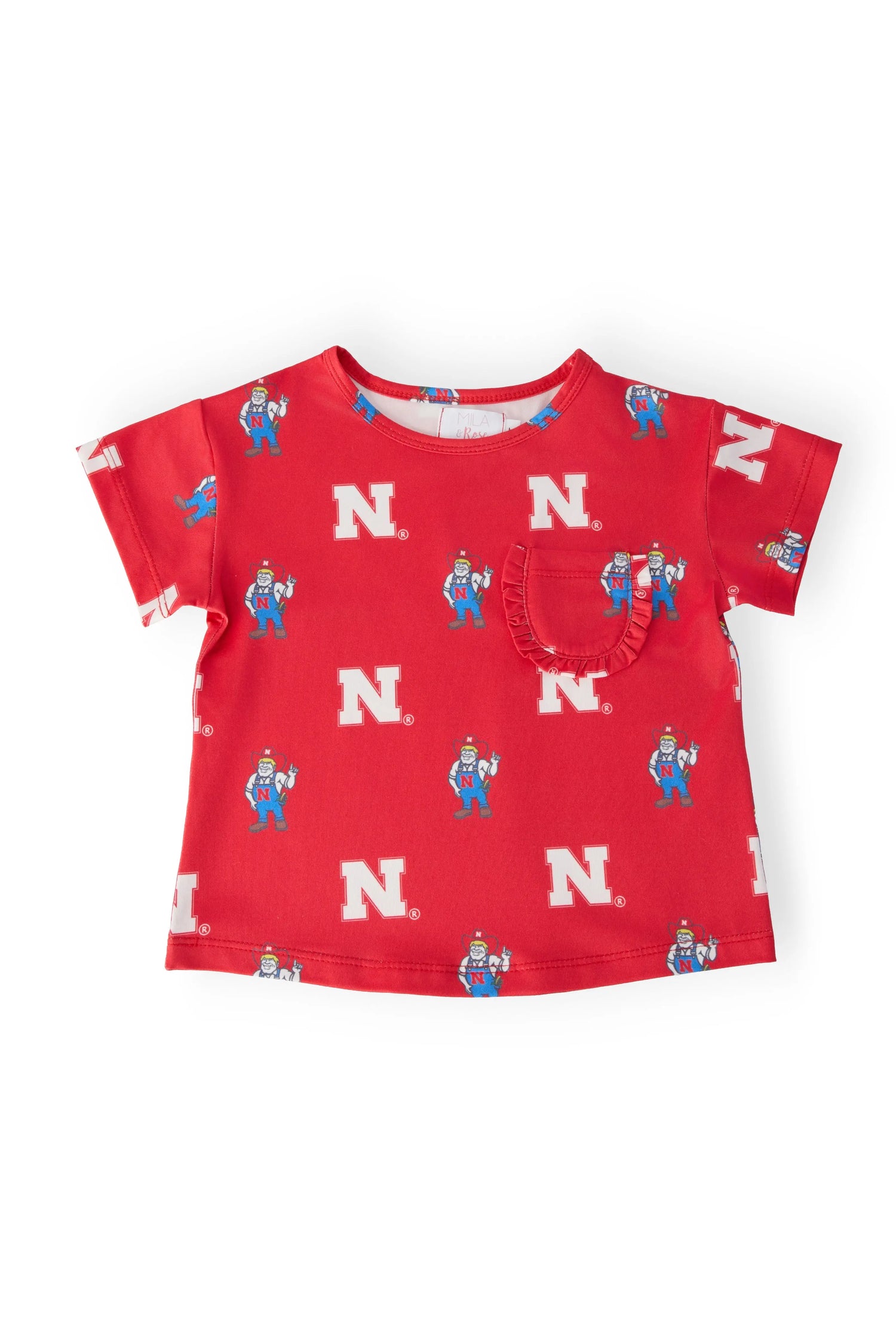 Nebraska Red Herbie Husker Ruffle Pocket Tee Mila & Rose ® 