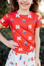 Nebraska Red Herbie Husker Ruffle Pocket Tee Mila & Rose ® 