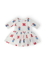 Nebraska White Herbie Husker 3/4 Sleeve Twirl Bodysuit Mila & Rose ® 