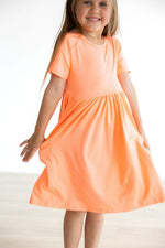 Neon Coral S/S Pocket Twirl Dress by Mila & Rose ® (view 2 of 4)
