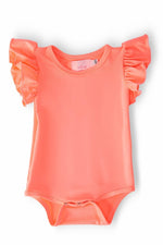 Mila & Rose ® Neon Coral Short Sleeve Flutter Bodysuit Mila And Rose - Everetts Place Boutique - 