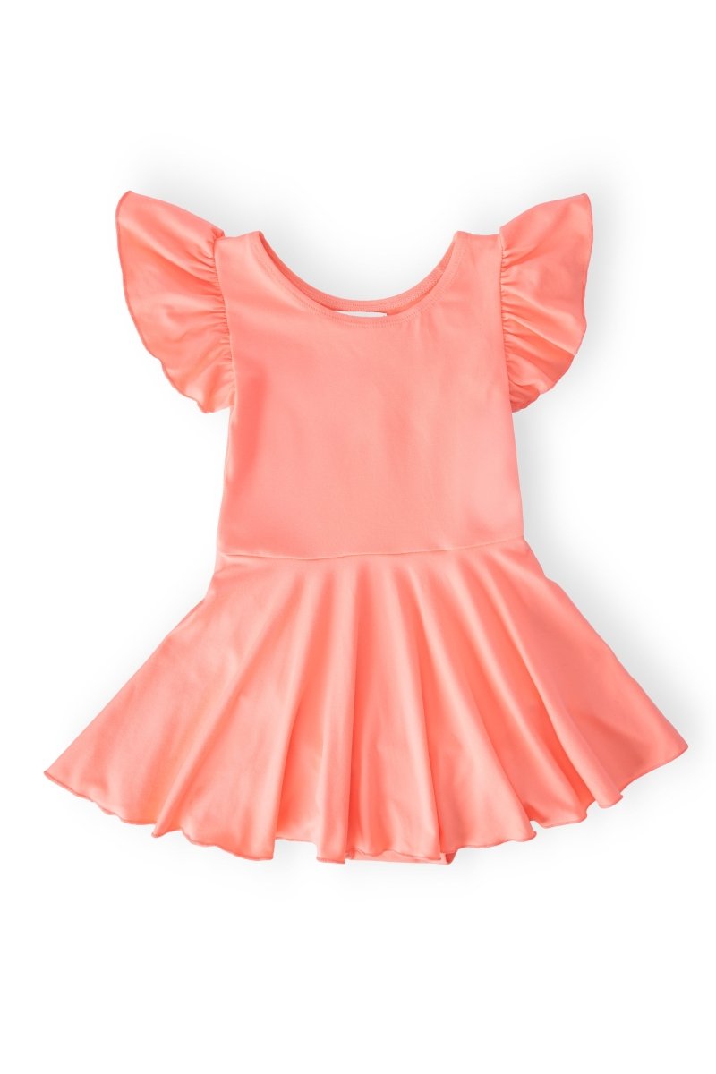 Mila & Rose ® Neon Coral Short Sleeve Twirl Leotard For Toddlers - Everetts Place Boutique - 