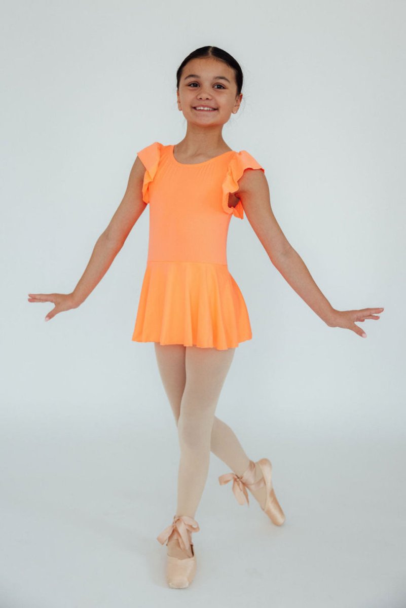 Mila & Rose ® Neon Coral Short Sleeve Twirl Leotard For Toddlers - Everetts Place Boutique - 