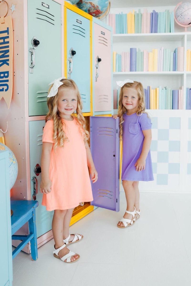 Mila & Rose ® Neon Coral T Shirt Dress For Girls Mila And Rose Kids Wear - Everetts Place Boutique - 