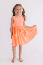 Mila & Rose ® Neon Coral Tank Pocket Twirl Dress For Girls Mila And Rose - Everetts Place Boutique - 