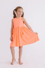 Mila & Rose ® Neon Coral Tank Pocket Twirl Dress For Girls Mila And Rose - Everetts Place Boutique - 