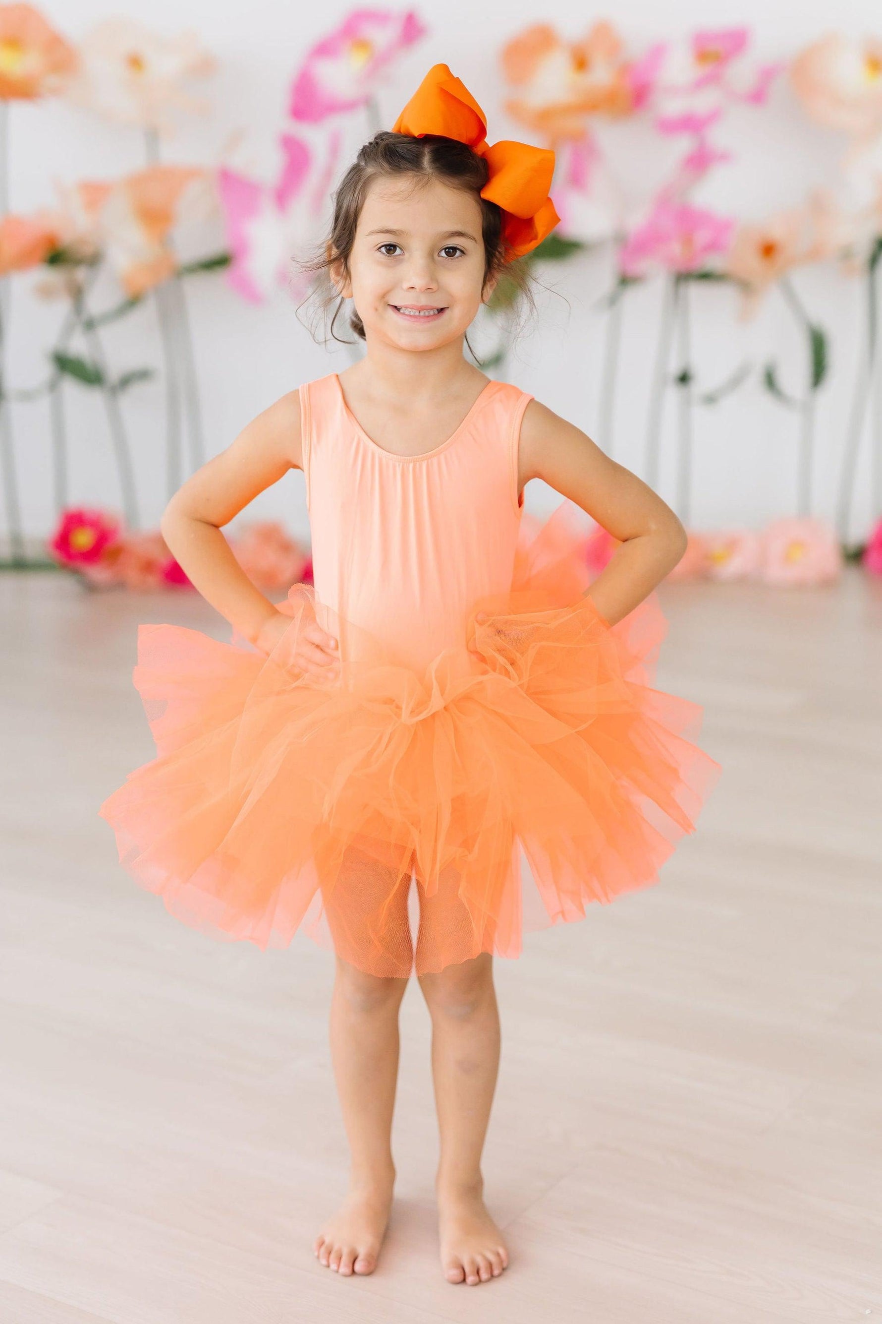 Neon Coral Tank Tutu Leotard Girls Dancewear Fluffy Comfort Mila & Rose ® Everetts Place: Online Boutique