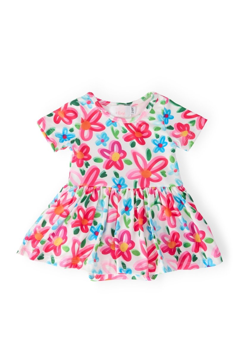 Mila & Rose ® Neon Floral Short Sleeve Twirl Bodysuit For Babies Mila Rose - Everetts Place Boutique - 