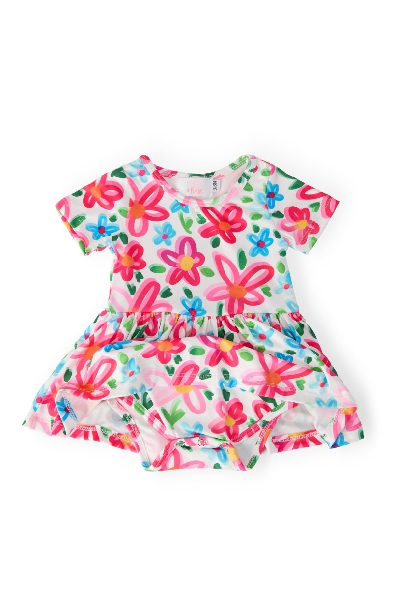 Mila & Rose ® Neon Floral Short Sleeve Twirl Bodysuit For Babies Mila Rose - Everetts Place Boutique - 