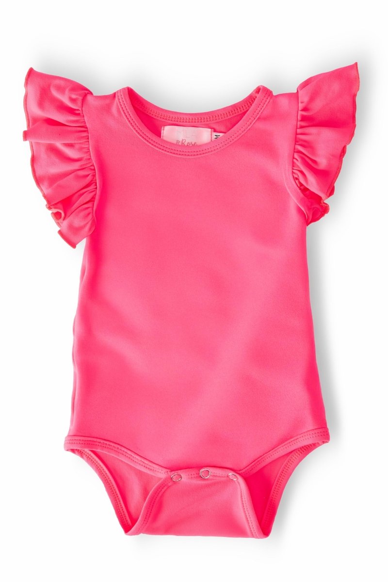 Mila & Rose ® Neon Pink Flutter Bodysuit Short Sleeve Mila and Rose - Everetts Place Boutique - 