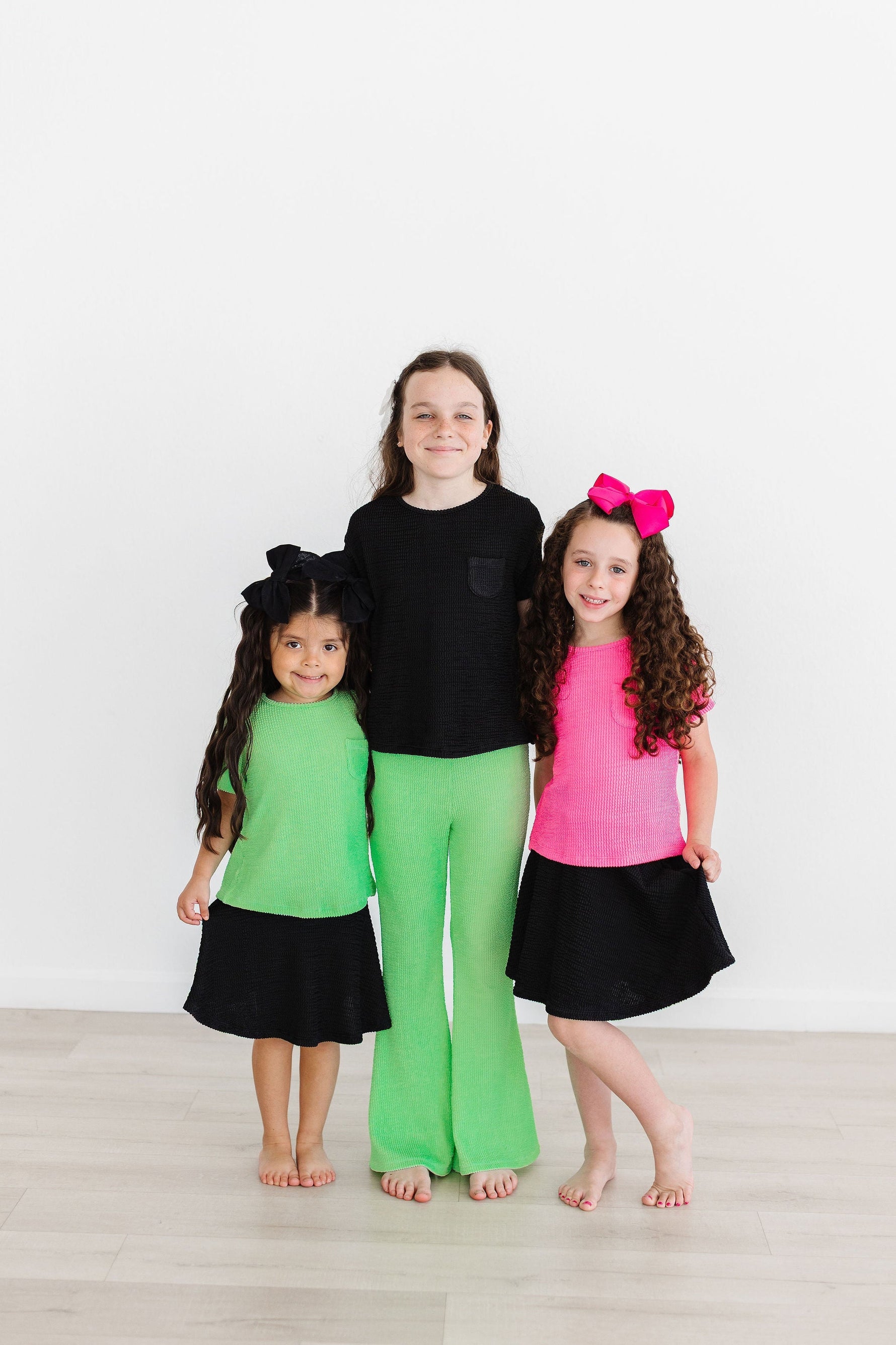 Neon Pink Scrunchy Pocket Tee For Girls Casual Shirt Mila & Rose ® Everetts Place: Online Boutique