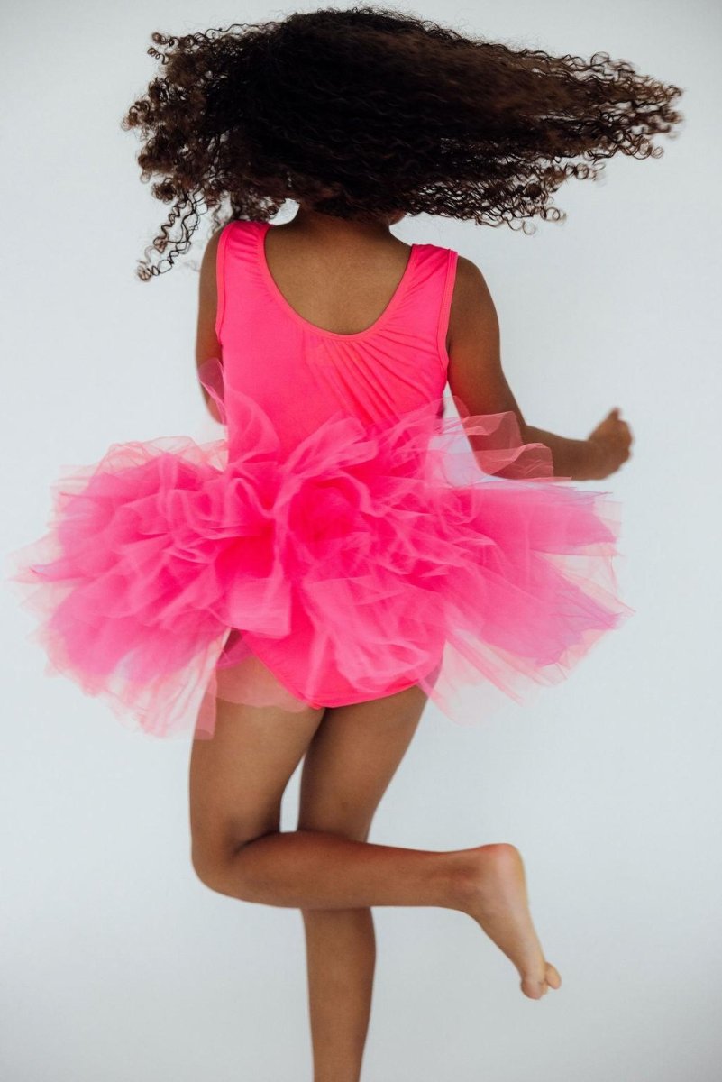 Mila & Rose ® Neon Pink Tank Tutu Leotard For Girls Dancewear Fashion - Everetts Place Boutique - 