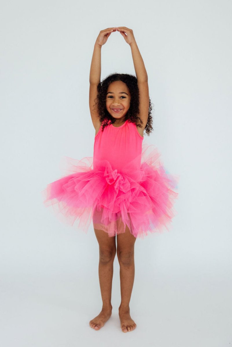 Mila & Rose ® Neon Pink Tank Tutu Leotard For Girls Dancewear Fashion - Everetts Place Boutique - 