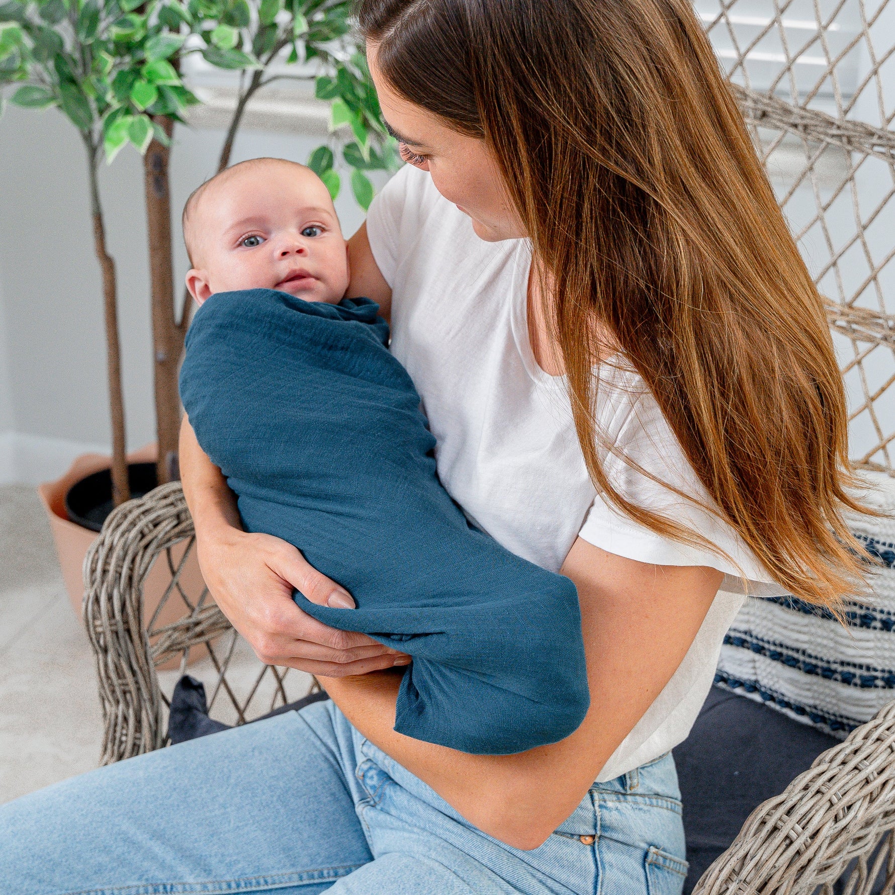 Neptune Muslin Swaddle Blanket 1 Pack By Comfy Cubs Comfy Cubs Everetts Place: Online Boutique