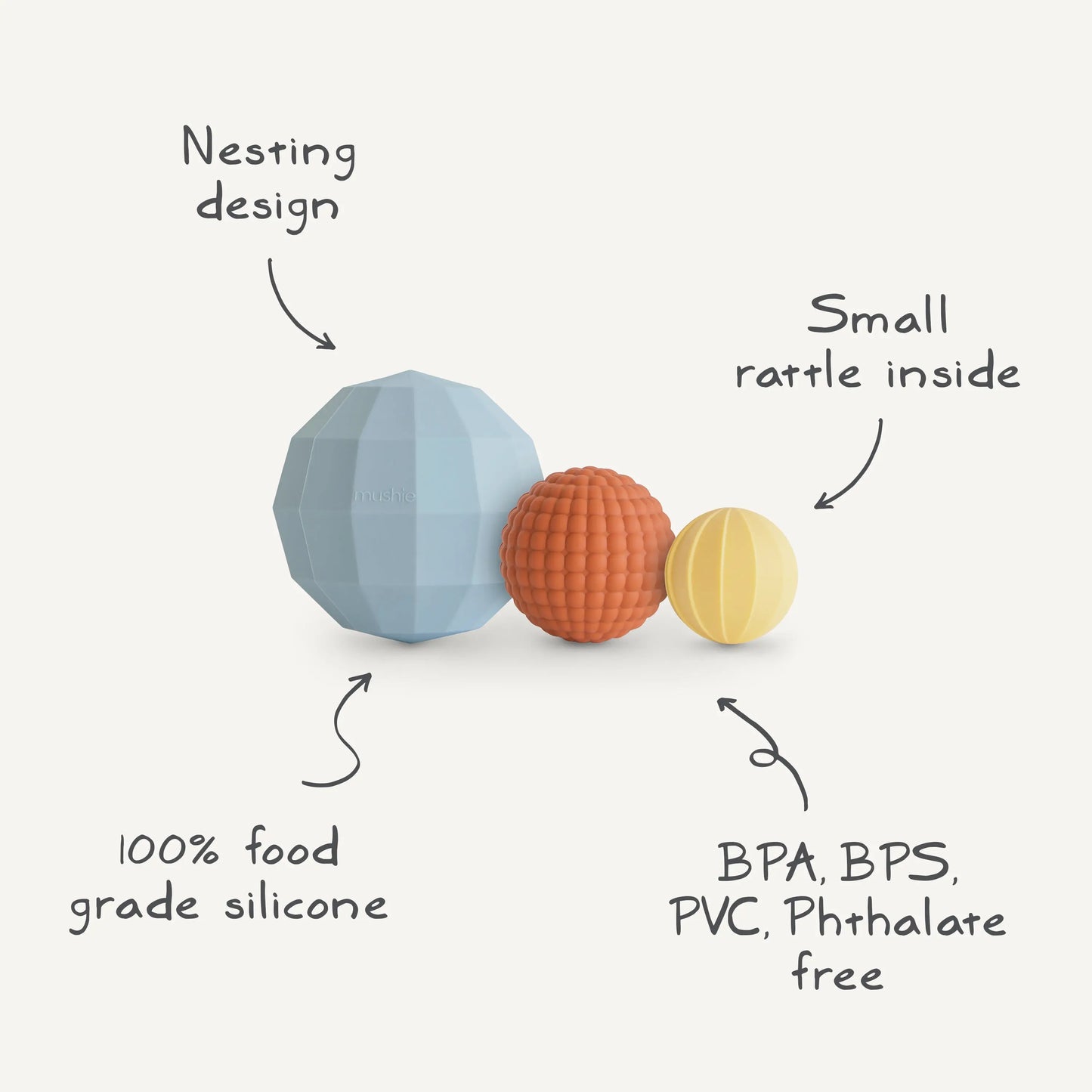Nesting Spheres Sensory Toy for Tactile Exploration and Development Mushie Everetts Place: Online Boutique