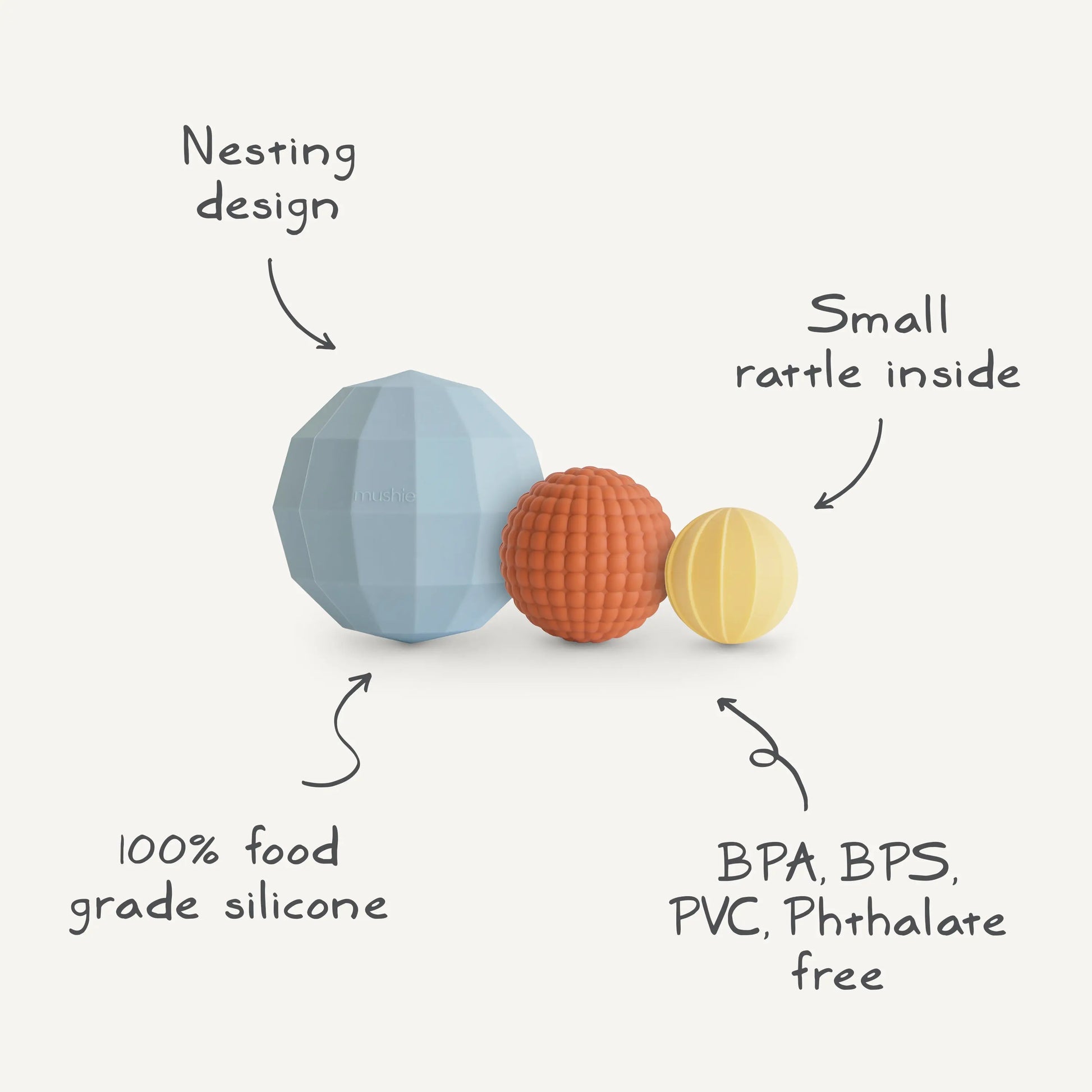Nesting Spheres Sensory Toy for Tactile Exploration and Development Mushie Everetts Place: Online Boutique