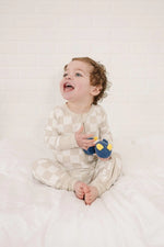 Little Joy Co. Neutral Checker Bamboo Zippy Romper For 18 To 24 Months - Apparel & Accessories > Clothing > Baby & Toddler Clothing > Baby One-Pieces
