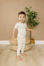 Little Joy Co. Neutral Checker Two Piece Bamboo Pajamas Sleepwear Set Soft - Apparel & Accessories > Clothing > Sleepwear & Loungewear > Pajamas