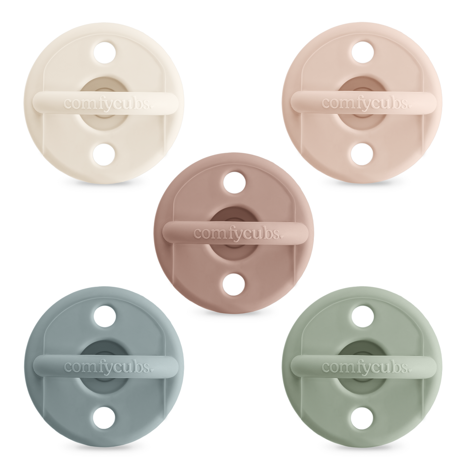 Neutral Multicolor Pacifiers 5 Pack Silicone BPA Free Comfy Cubs Everetts Place: Online Boutique