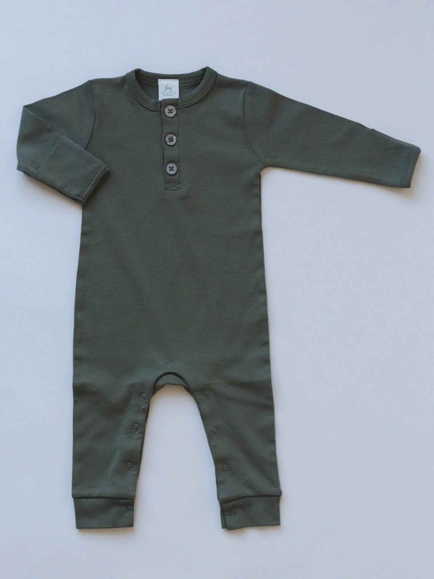 Little Joy Co. Neutral Organic Cotton Henley Romper For Babies Infant Wear - Apparel & Accessories > Clothing > Baby & Toddler Clothing > Baby One-Pieces