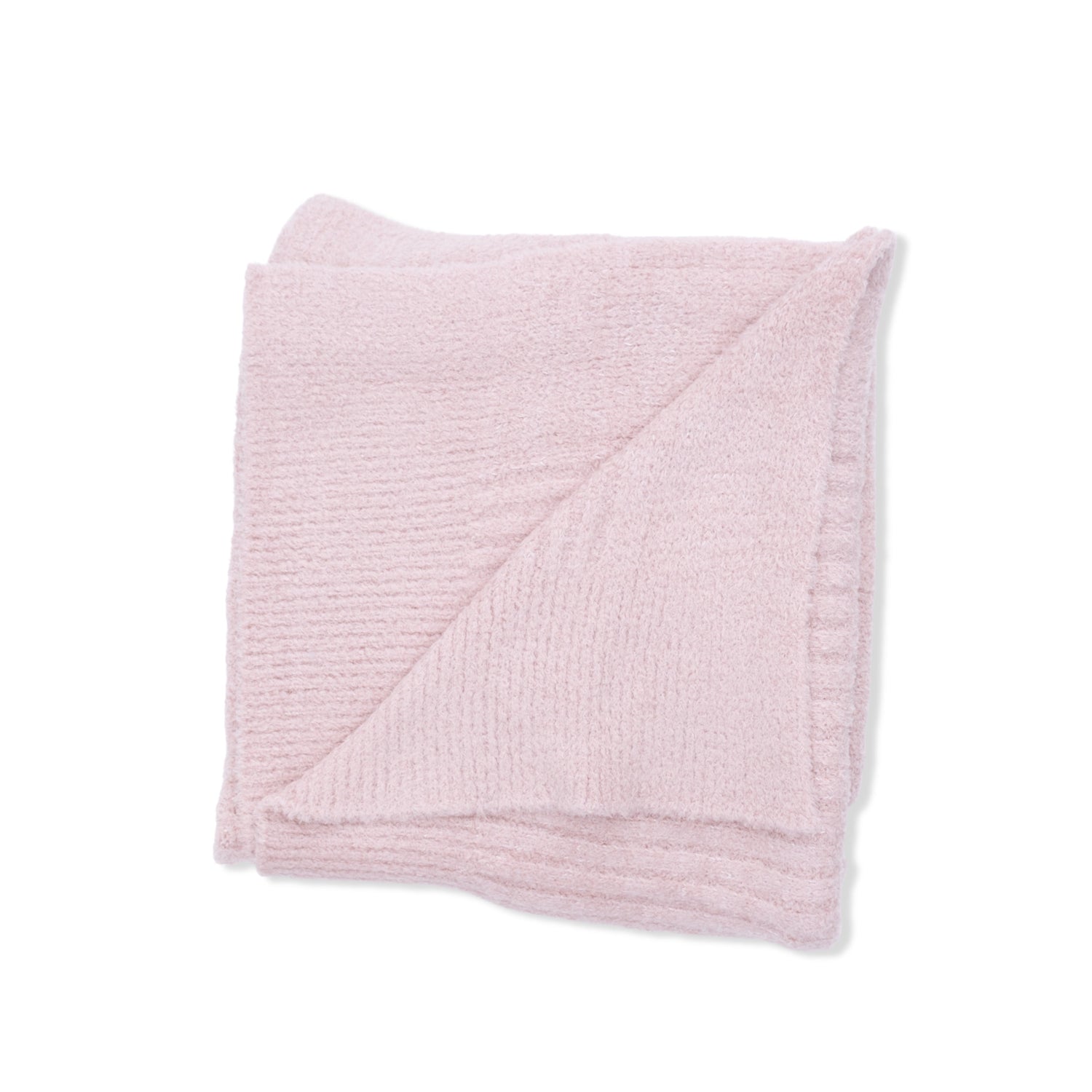 Blush pink chenille baby blanket with a soft plush texture, sized for a stroller.