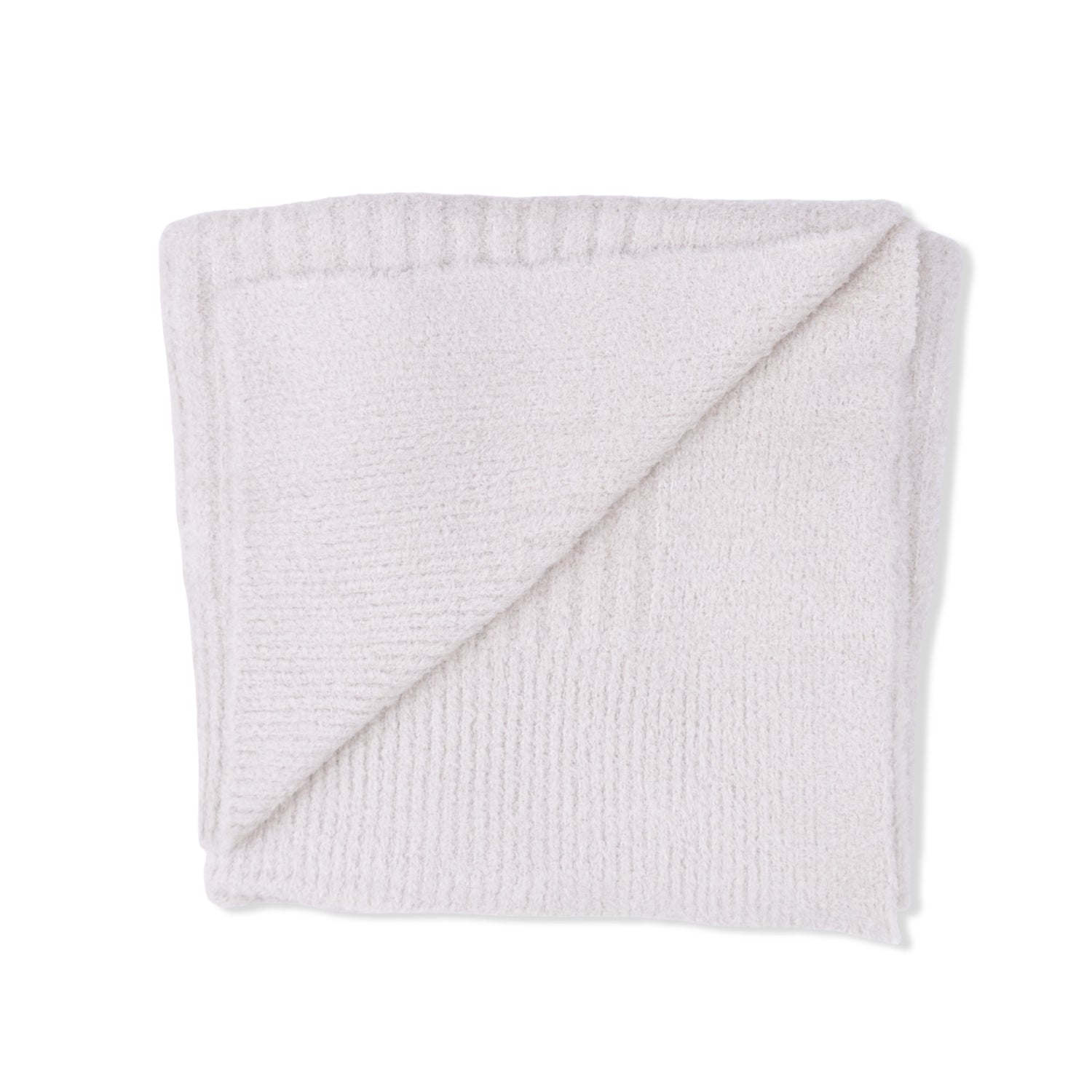 Baby blanket in natural cream chenille with a soft plush texture.