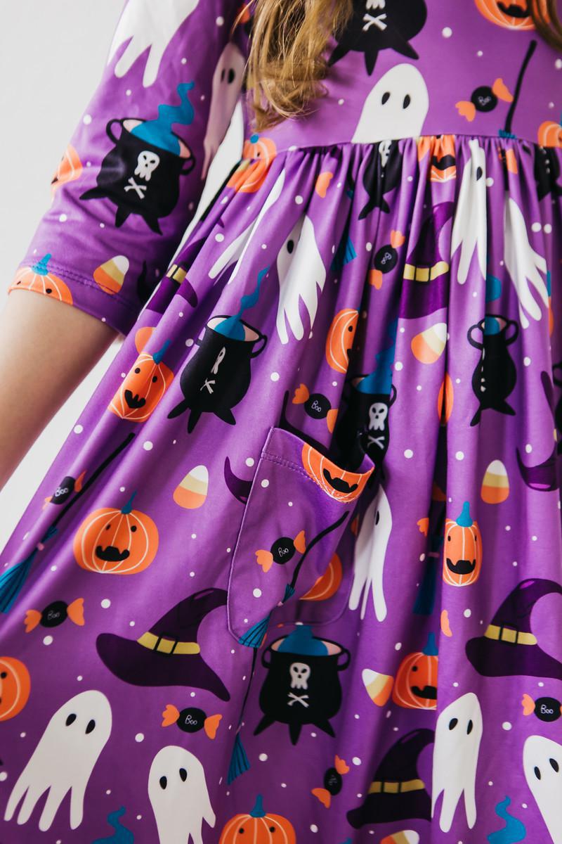 No Tricks Just Treats Three Quarter Sleeve Pocket Dress Mila & Rose ® Everetts Place: Online Boutique