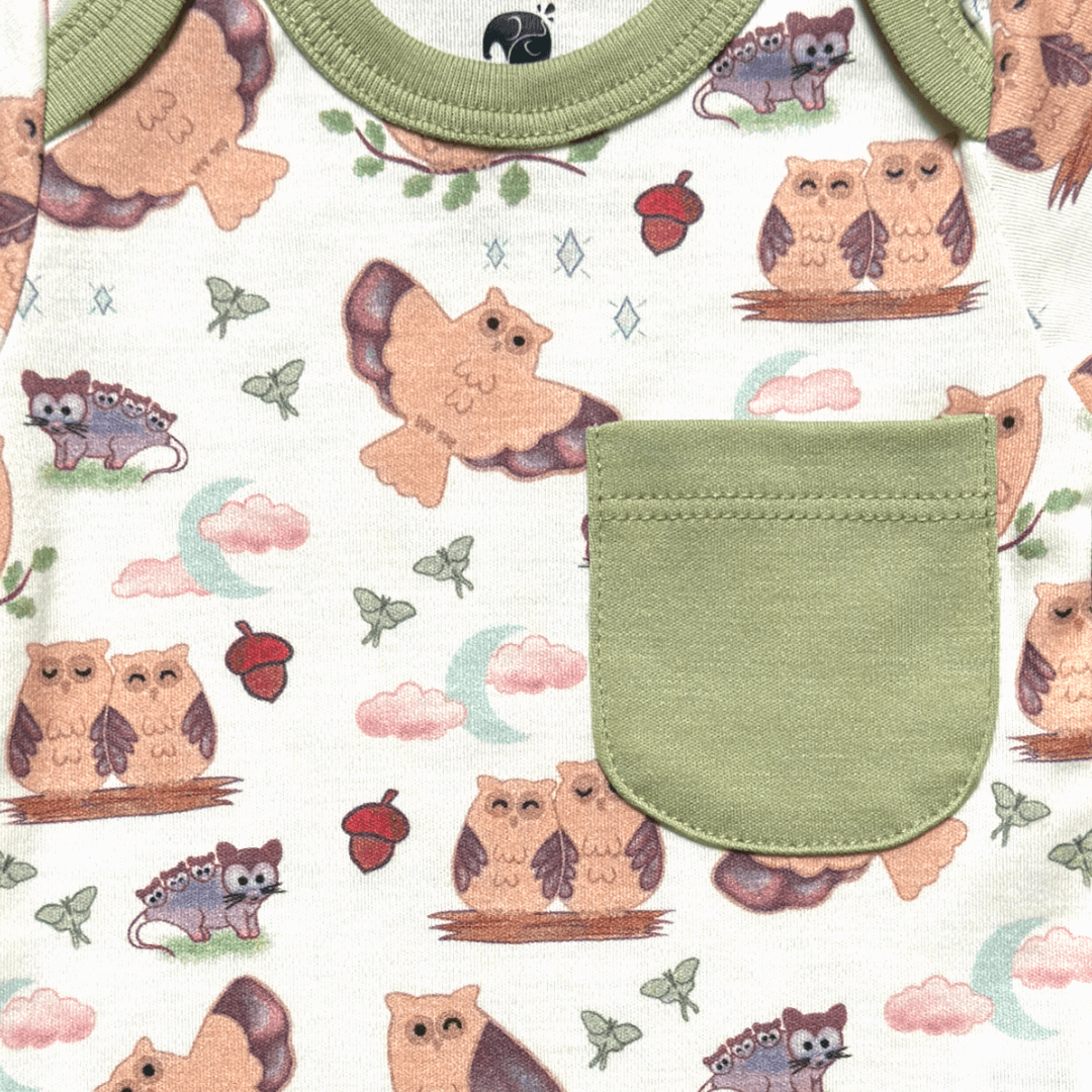 Owl Bodysuit and Shorts | Organic Pima Cotton by Kolorful