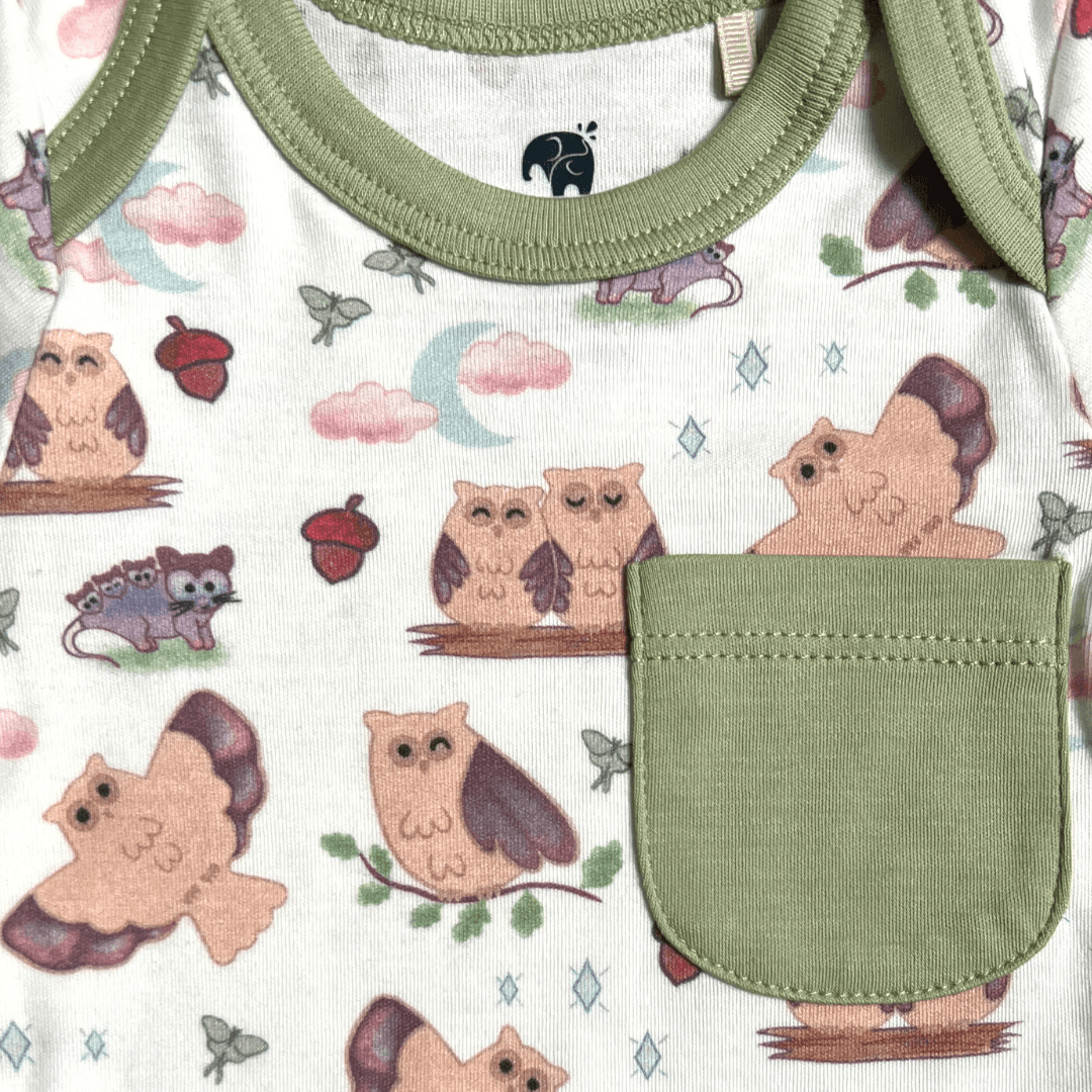 Owl Long Sleeve Bodysuit and Pant | Organic Pima Cotton by Kolorful