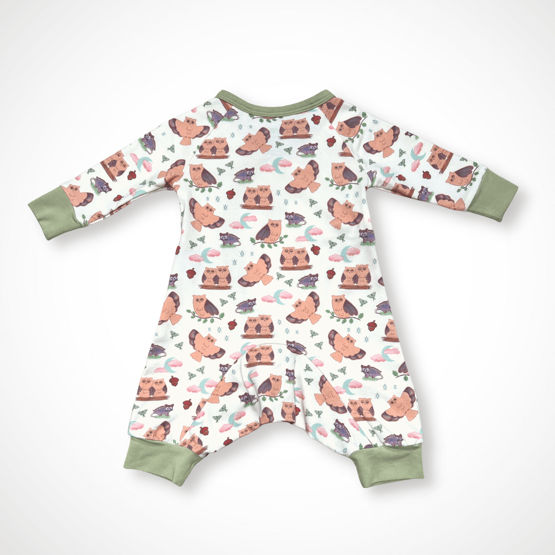 Owl Kimono Long Sleeve Romper | Organic Pima Cotton by Kolorful