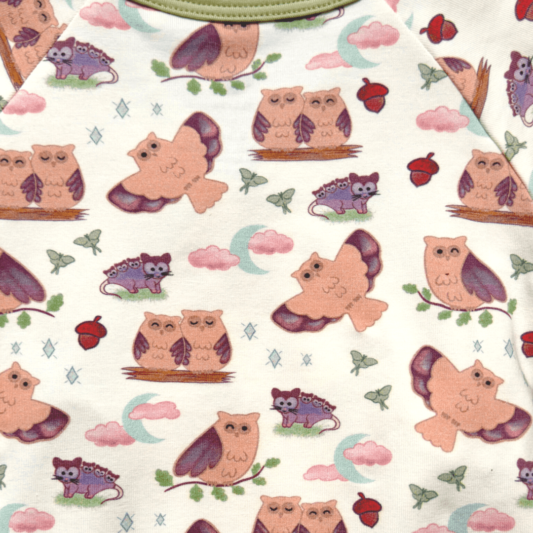 Owl Kimono Shorty Romper | Organic Pima Cotton by Kolorful
