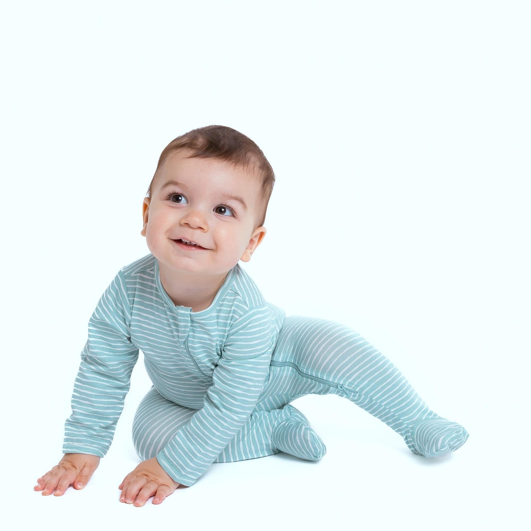 Norani Baby Organic Footie Green Stripes Newborn Onesie Norani Baby Everetts Place: Online Boutique