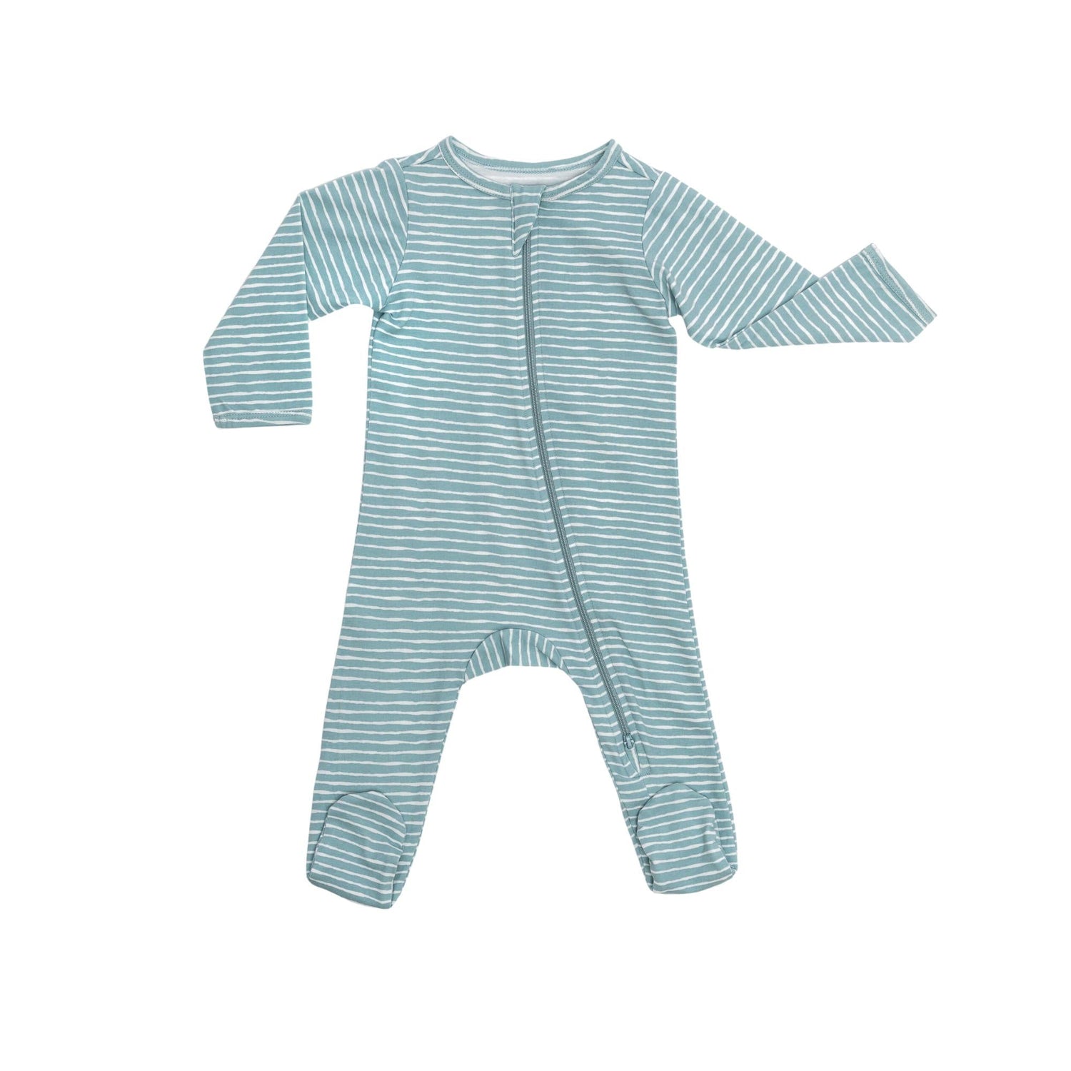 Norani Baby Organic Footie Green Stripes Newborn Onesie Norani Baby Everetts Place: Online Boutique