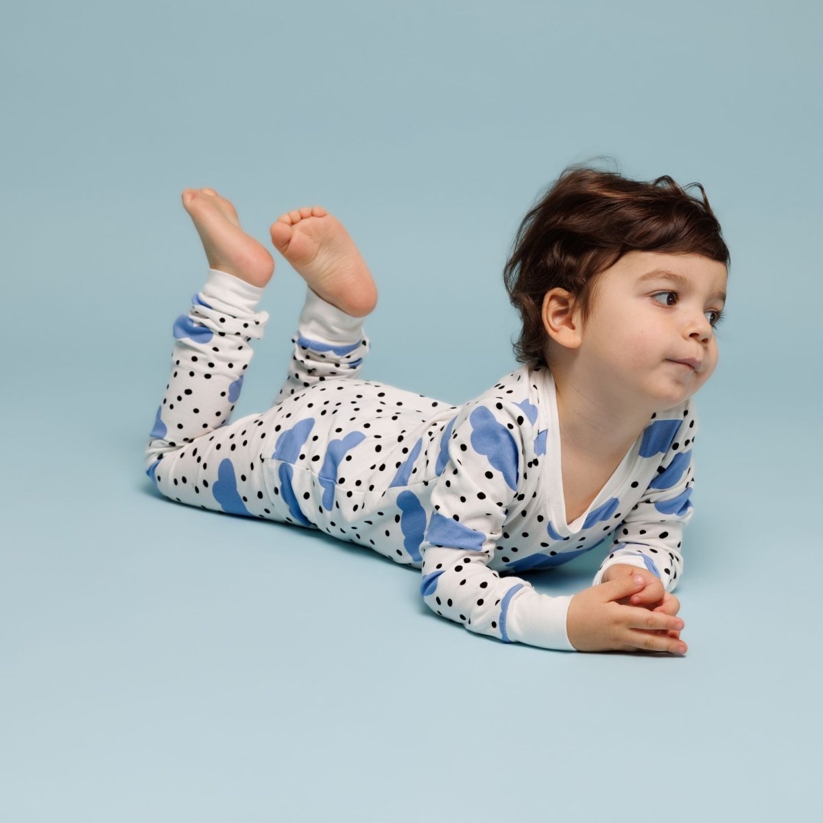 Norani Baby Norani Baby Organic Kids Pajamas Blue Clouds Cozy Nightwear - Everetts Place Boutique - 