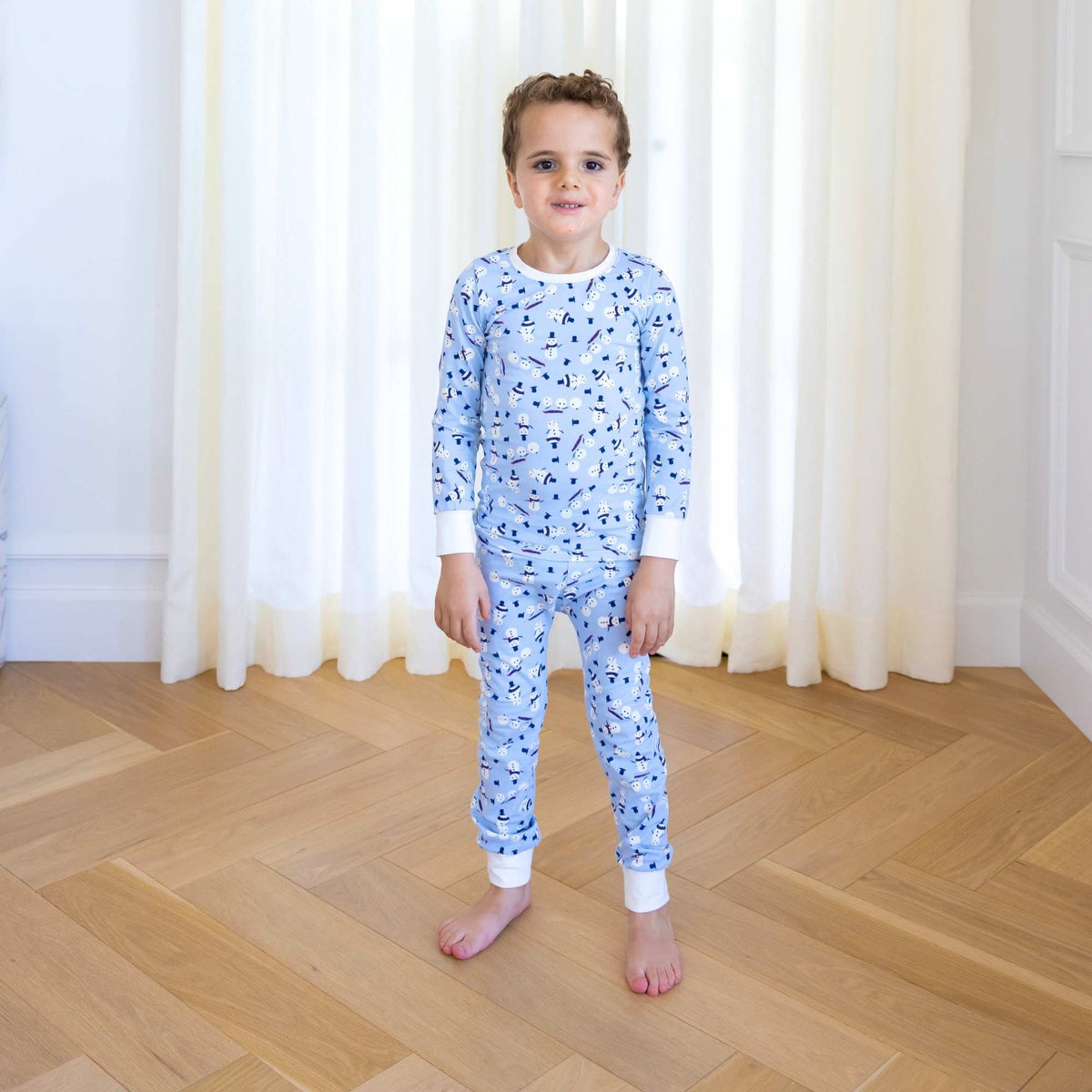 Norani Baby organic kids winter snowmen pajamas, holiday print