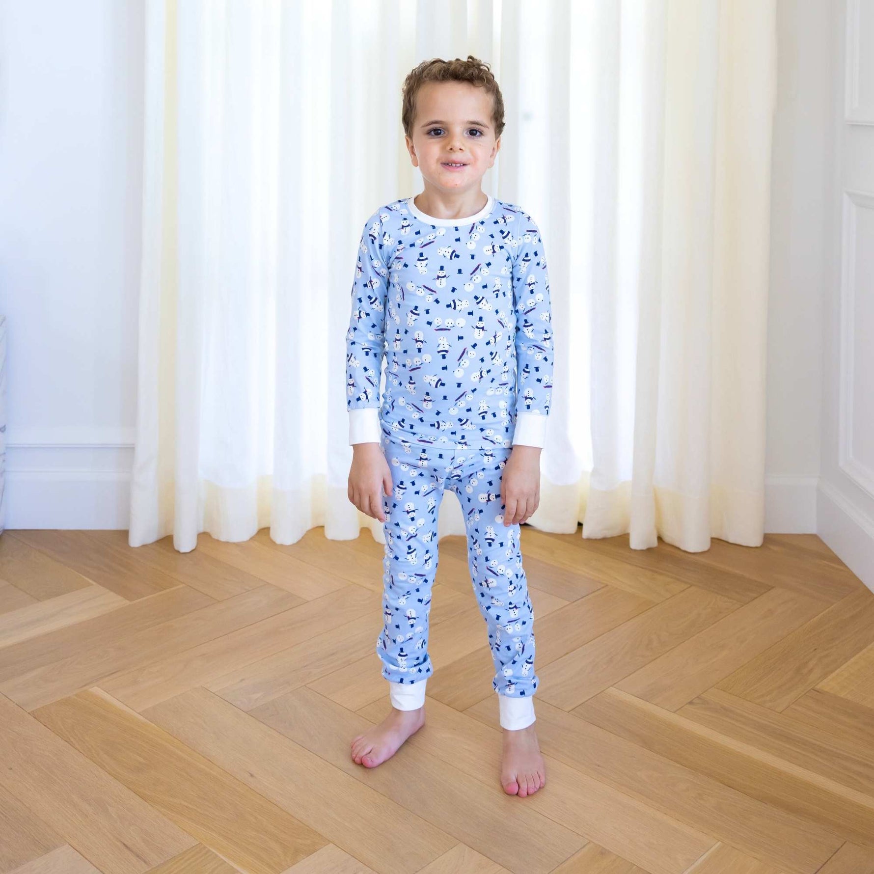 Norani Baby organic kids winter snowmen pajamas, holiday print