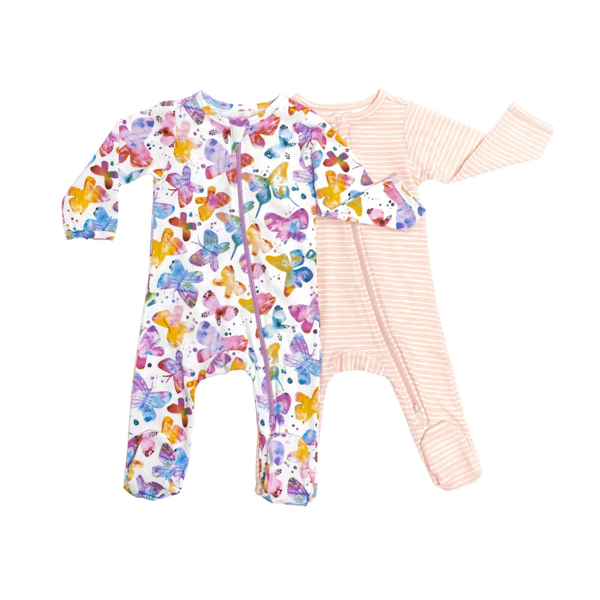 Norani Baby organic footie with contrast zipper for newborns.