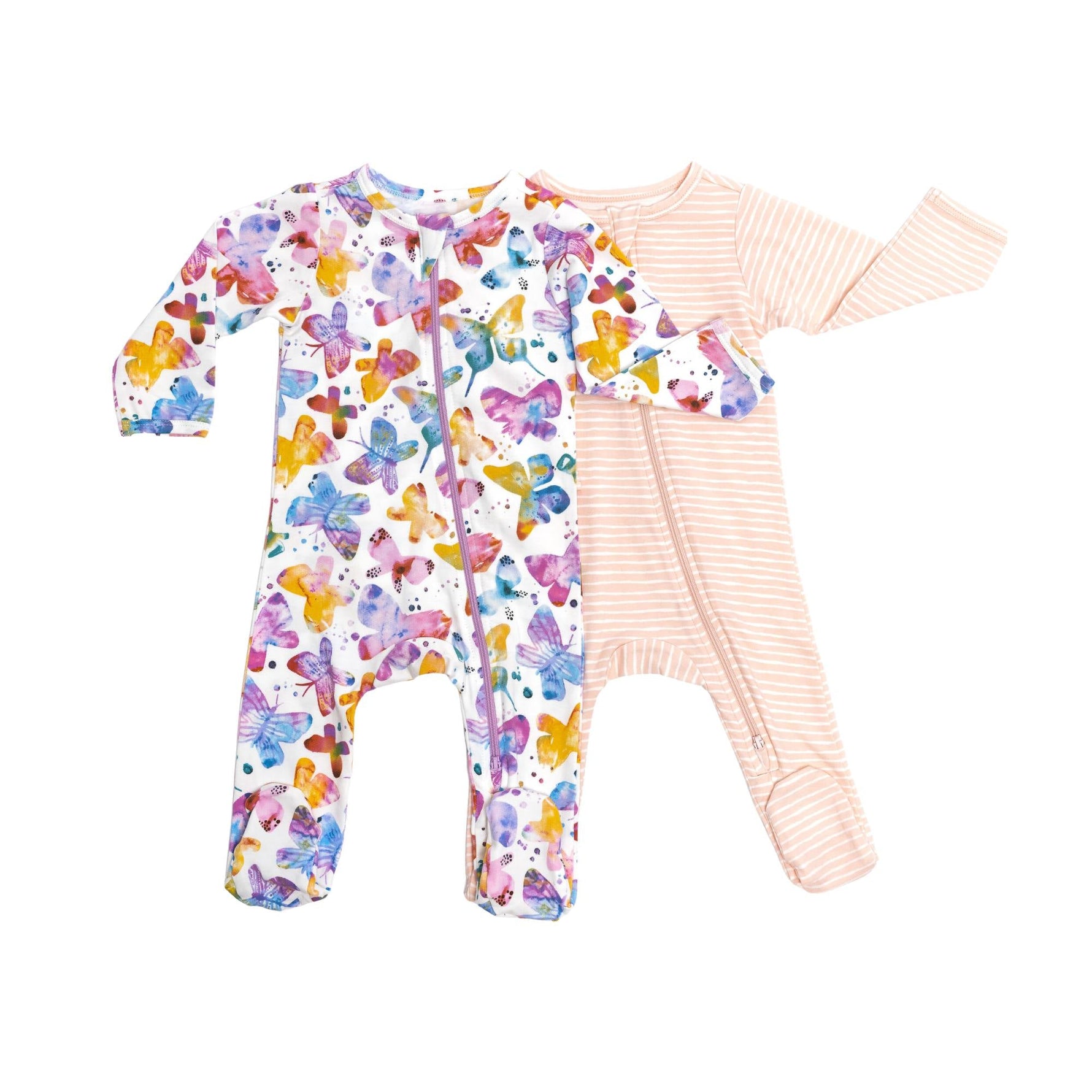 Norani Baby organic footie with contrast zipper for newborns.