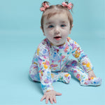 Norani Baby organic newborn footie pajamas, contrast zipper.