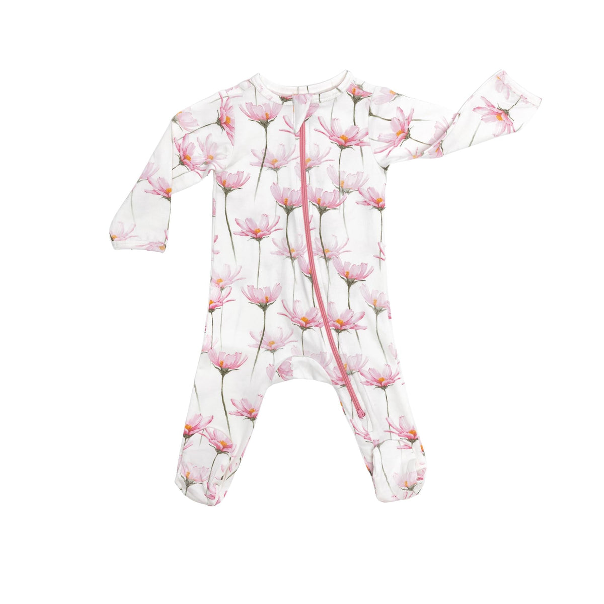 Norani Baby newborn organic footie with contrast zipper.