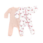 Norani Baby organic footie with contrast zipper for newborns.