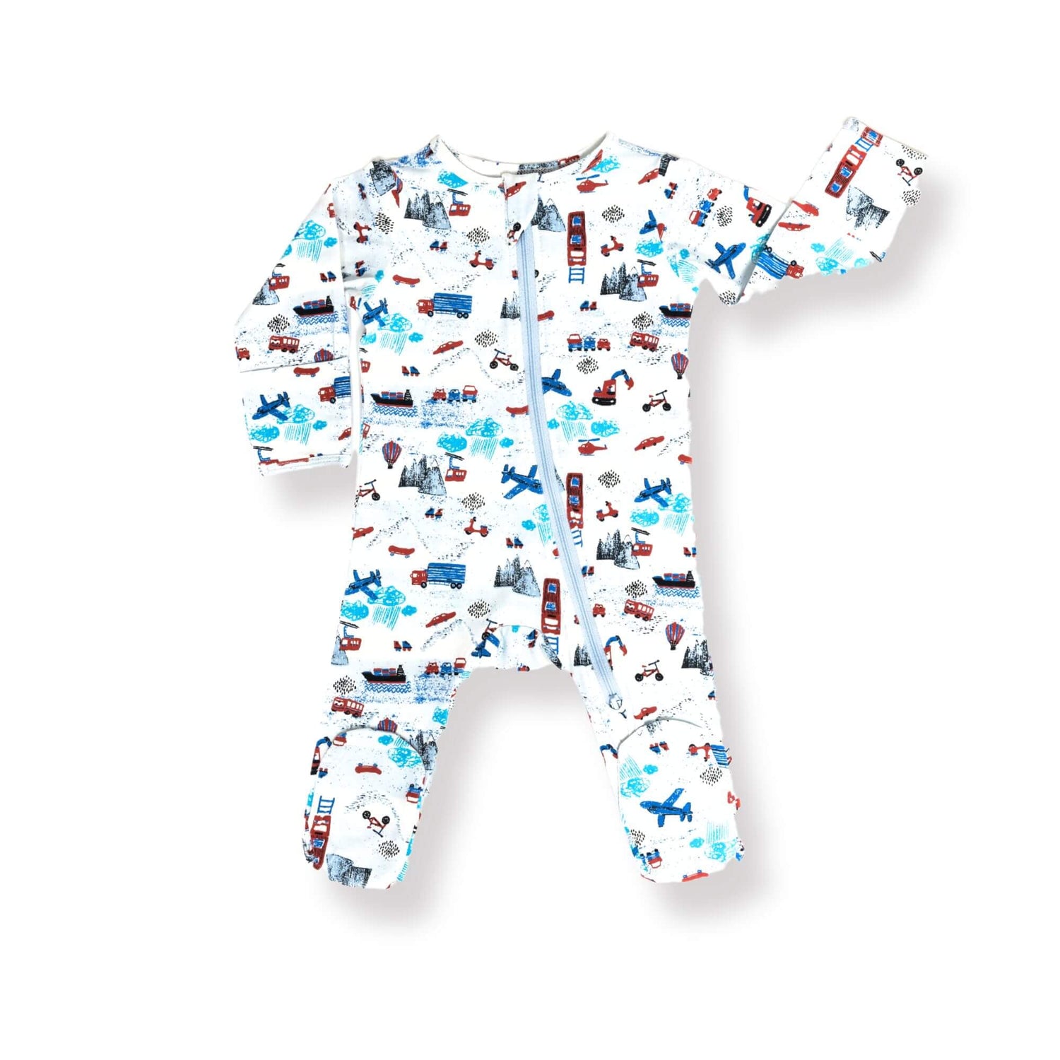 Norani Baby organic newborn footie, contrast zipper.