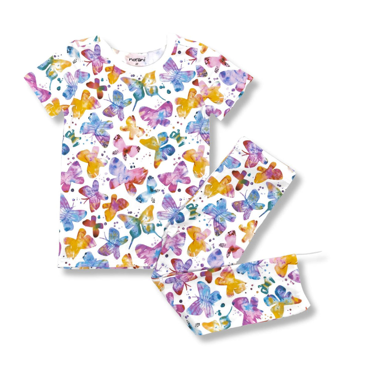 Norani Baby organic short sleeve kids pajamas, soft cotton comfort sleepwear.